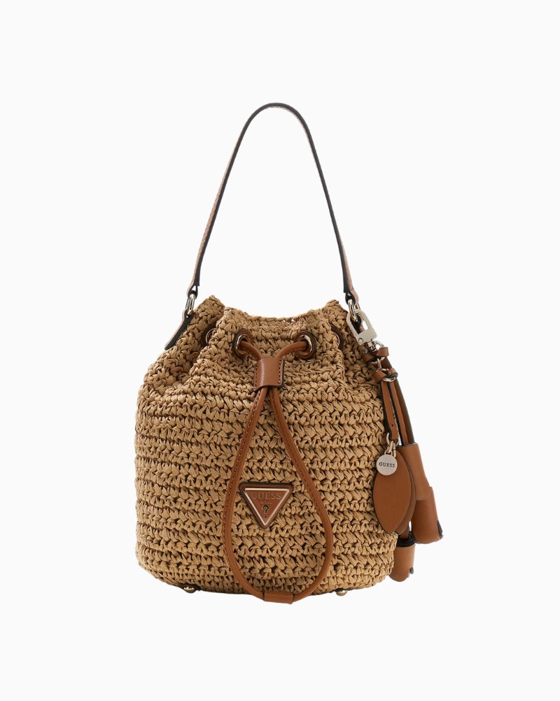 Guess Ofelia bucket bag natural front view
