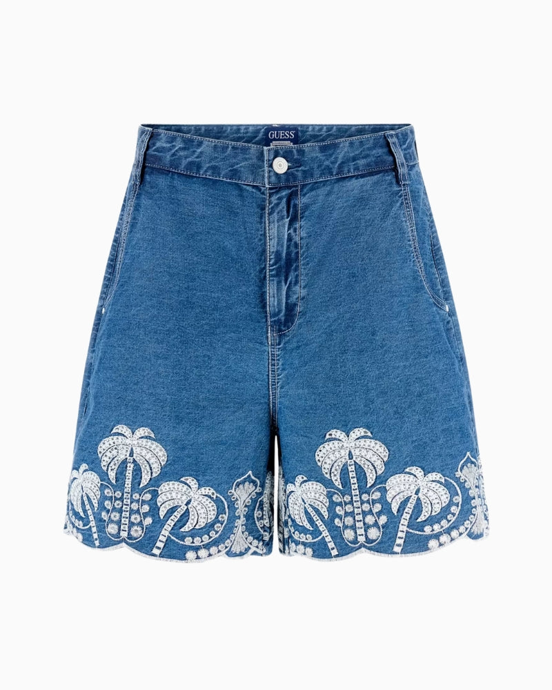 Guess Pilar denim shorts button fastening detail