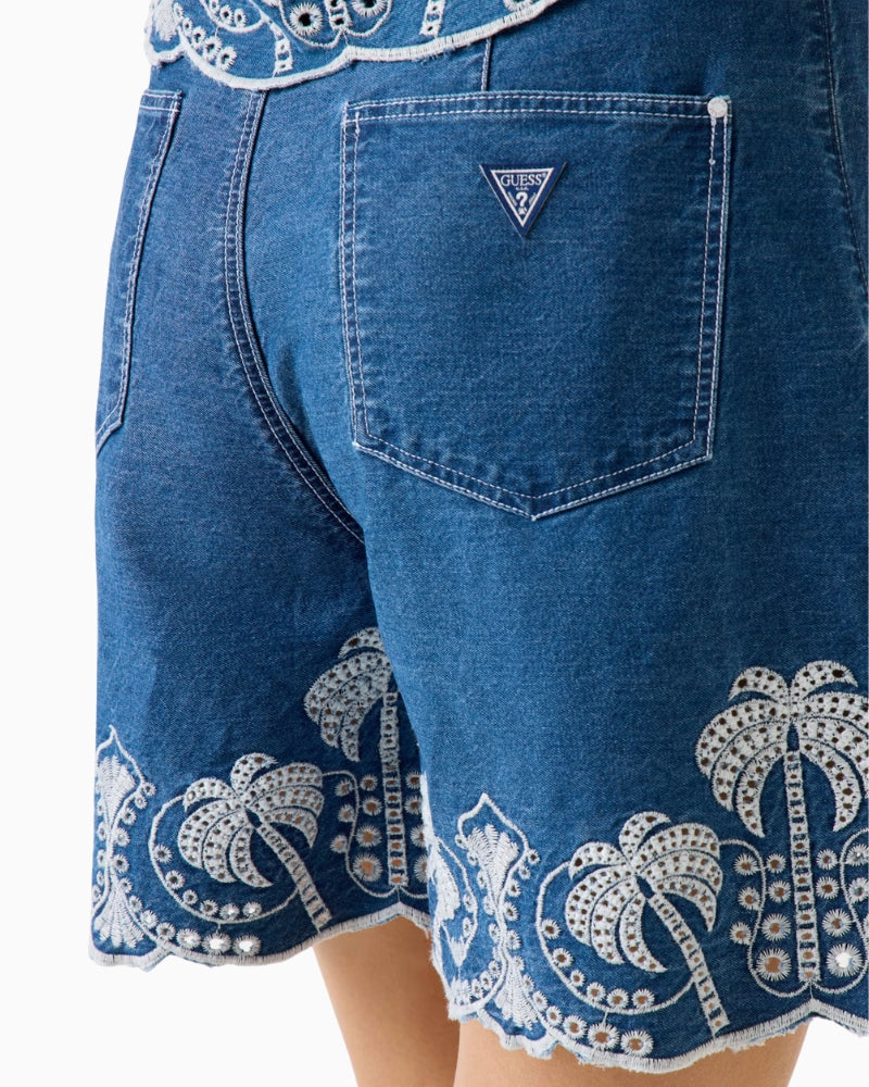 Guess Pilar denim shorts embroidery detail