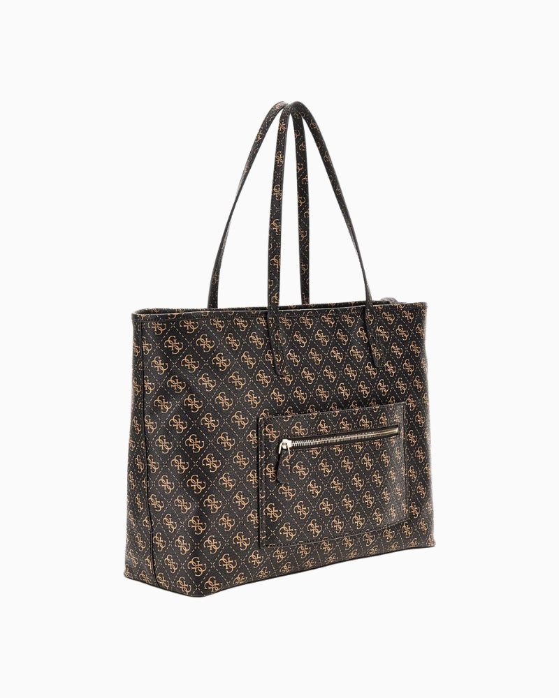 Back view of Guess tote with trolley holder and zipped pocket