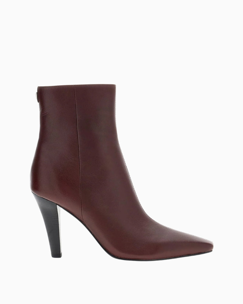 Guess Raffa Boots in burgundy patent leather side view