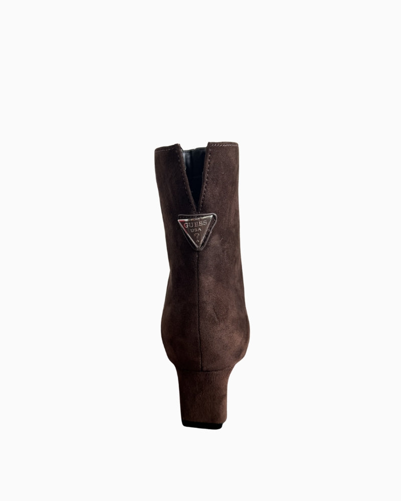 Guess Sirens Ankle Boots in Brown back view