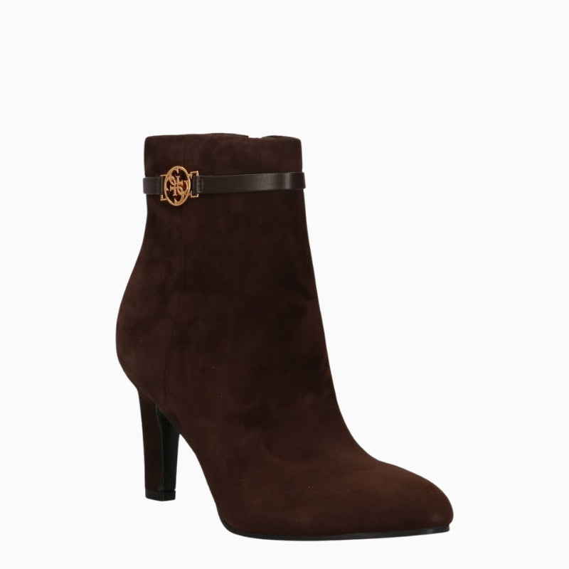 Guess Stivaletto Boots in Dark Brown suede right side view