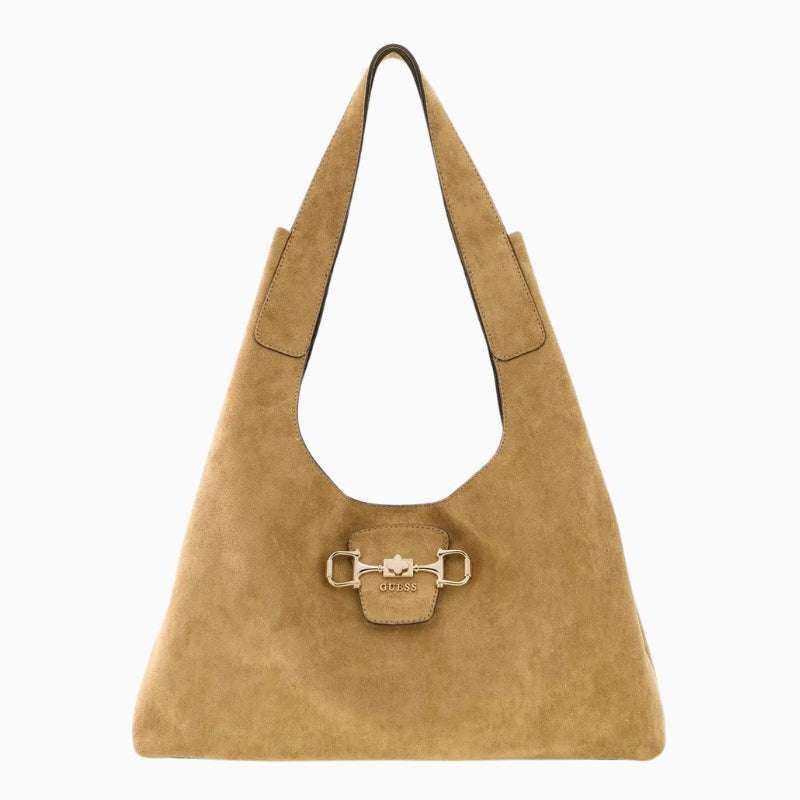 Guess Sunset Hobo Bag in Tan front view