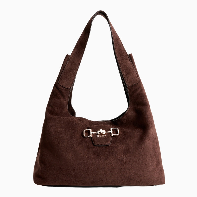 Guess Sunset Hobo Bag in dark brown front view