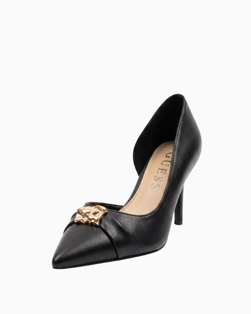 Guess Yadina Court Shoes in Black gold-tone front detail