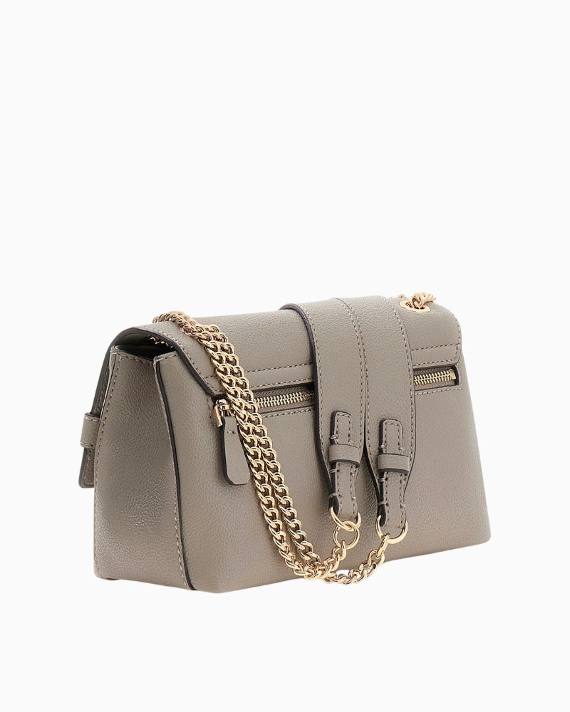 Guess Yesba messenger bag taupe back view with zip pocket – Áines Boutique