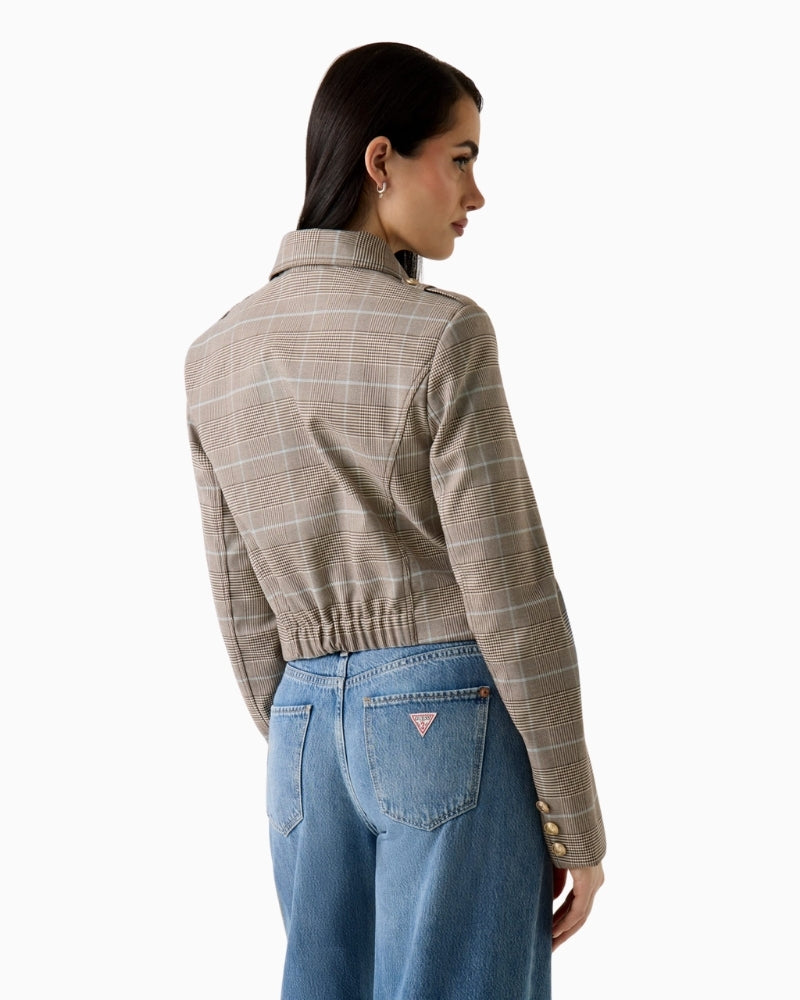 Guess checked jacket beige back view