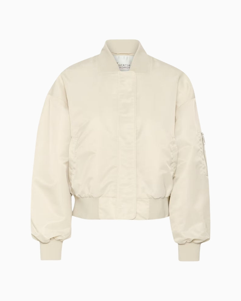 HelgaMW Short Bomber Jacket Oatmeal front view