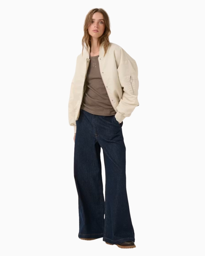 HelgaMW Short Bomber Jacket Oatmeal model view