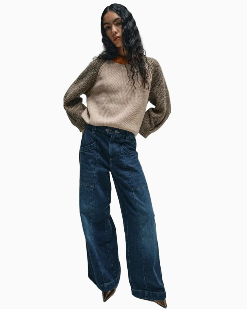 Mos Mosh Ace Block Knit in soft wool melange with relaxed fit