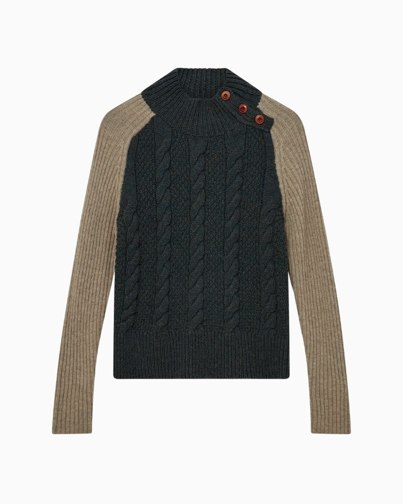 Front view of wool-blend jumper with straight fit and long sleeves