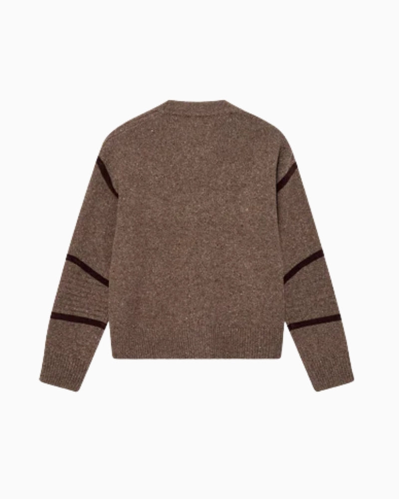 Back view of soft silk-blend cardigan styled casually