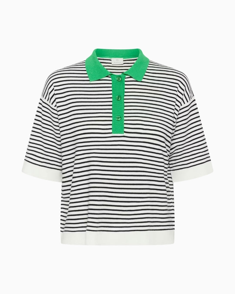 Kaffe Kalizza striped polo shirt front view white background – Áines Boutique