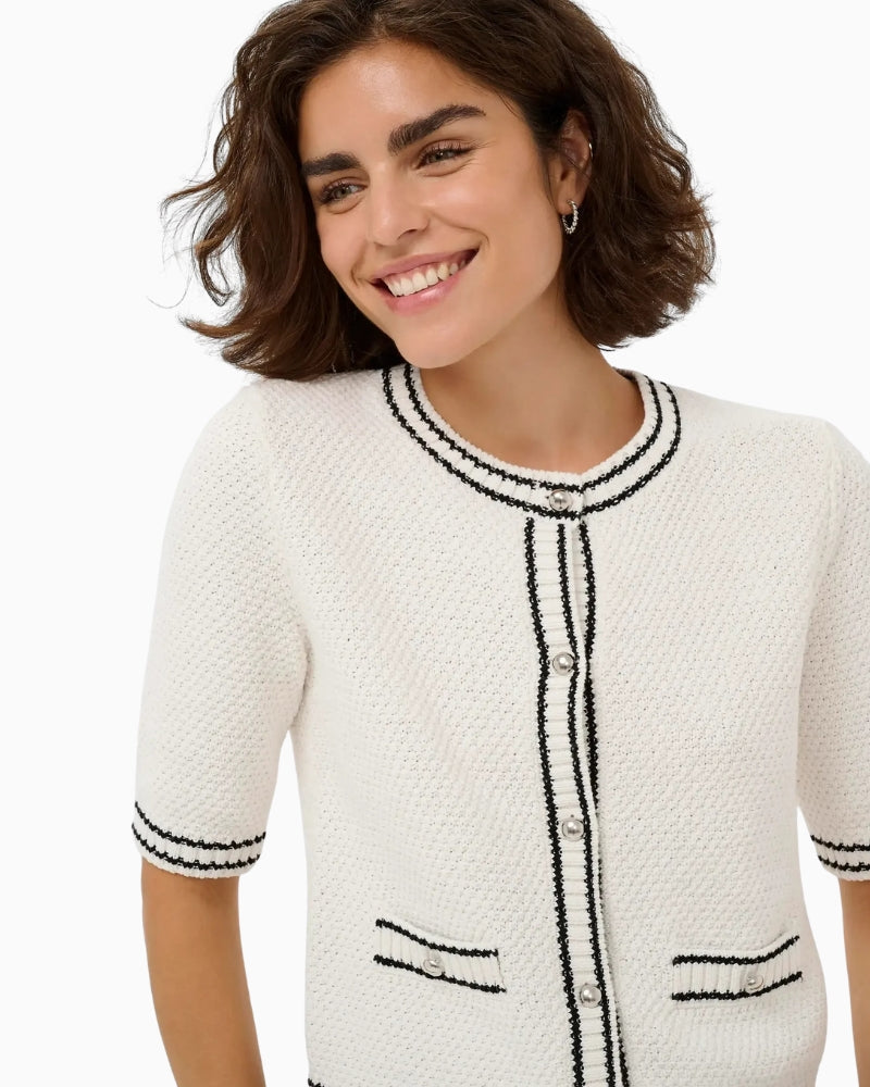 Kaffe Acoco Knit Cardigan chalk button front detail