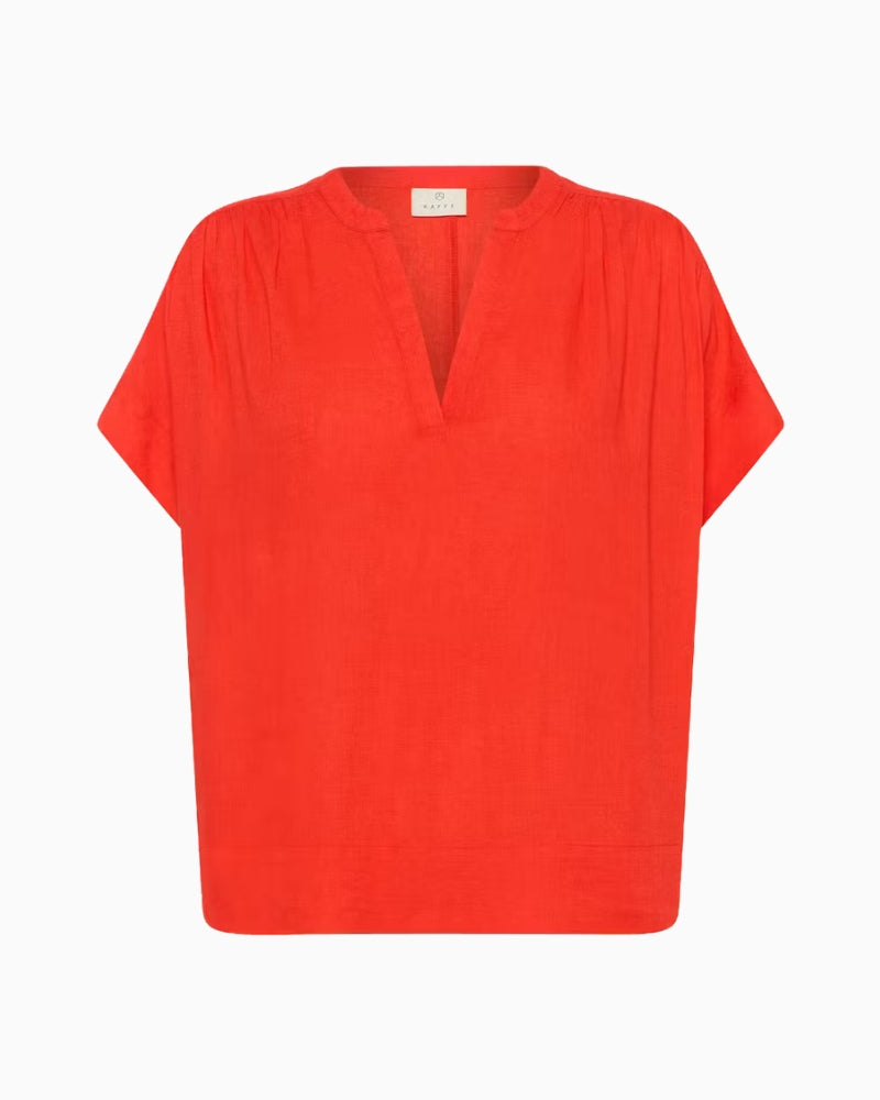 Kaffe KAmilia Linen Top in Poppy front view