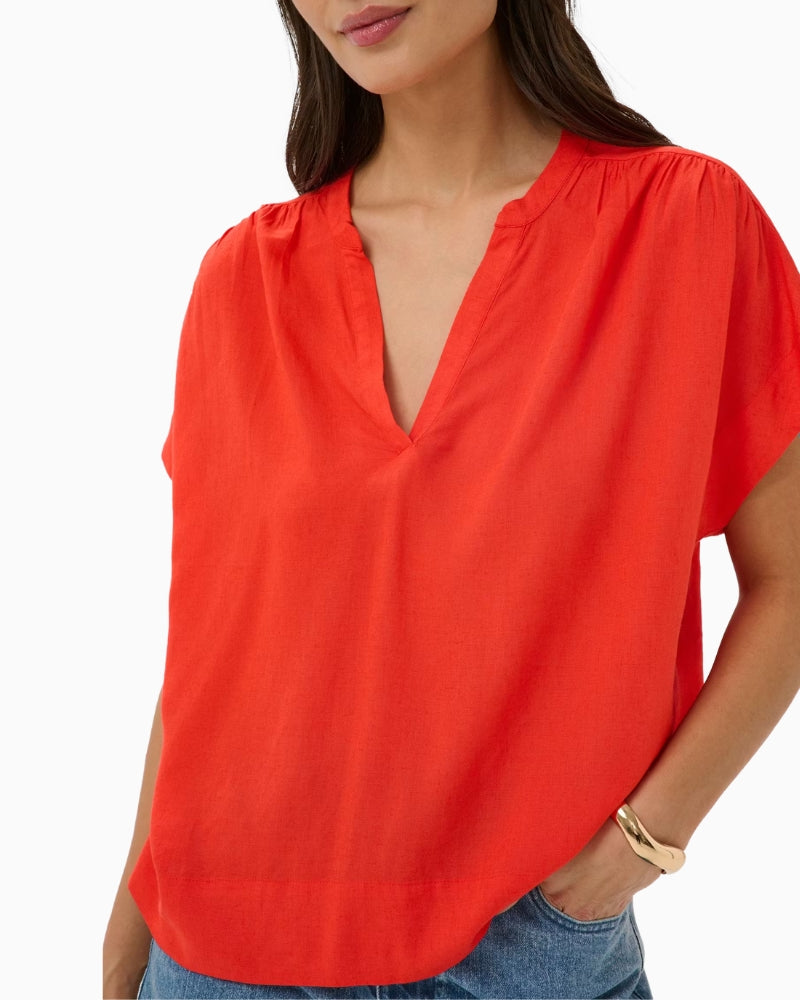 Kaffe KAmilia Linen Top in Poppy sleeve detail