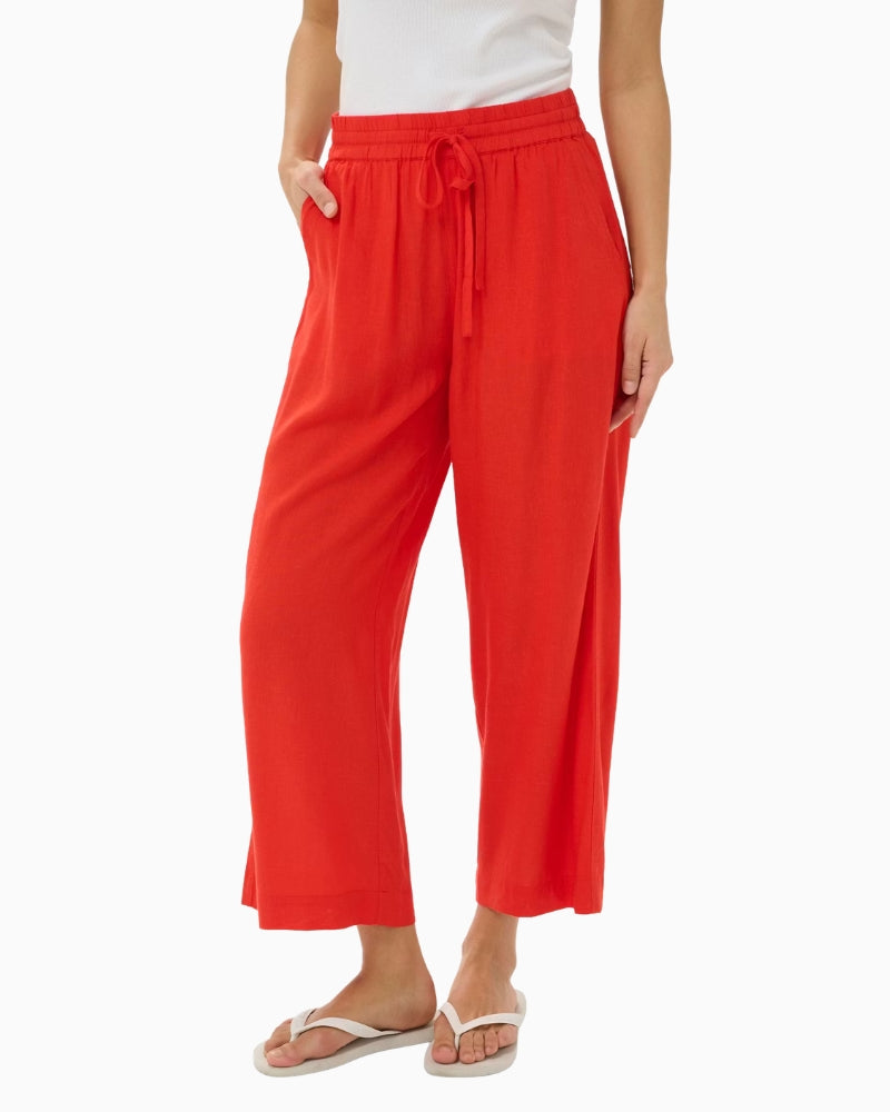 Kaffe KAmilia Linen Trousers in Poppy front view