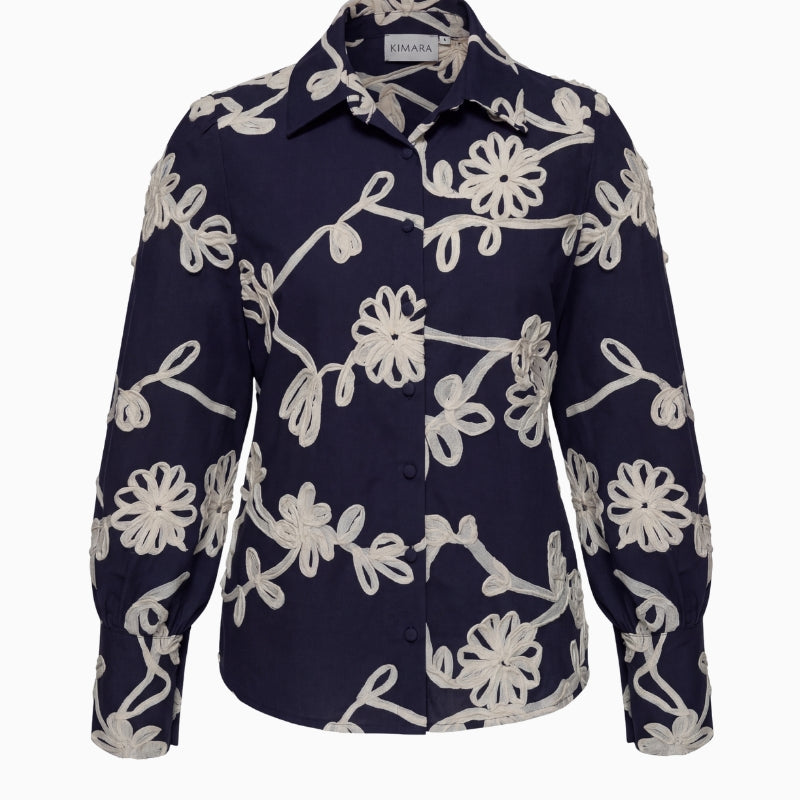 Kimara Jasmin blouse navy front view