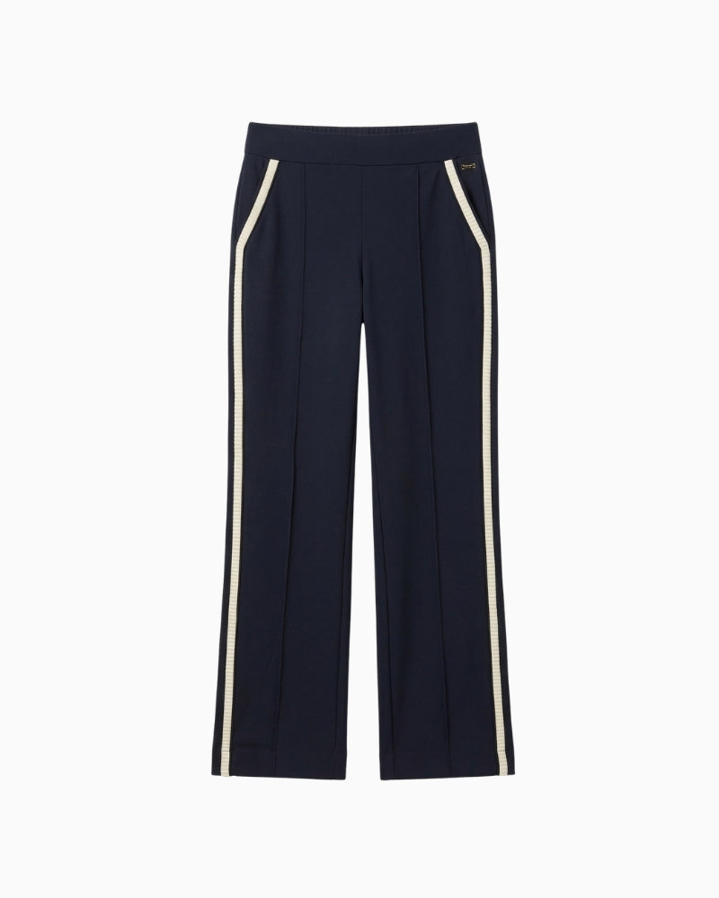 Kimara Joyce Travel Pants in Navy front fabric detail