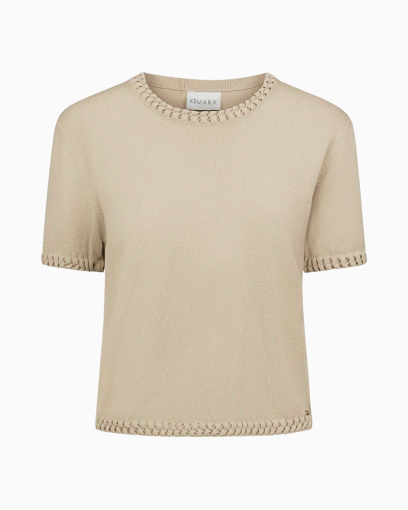 Kimara Kate top beige flat lay front view