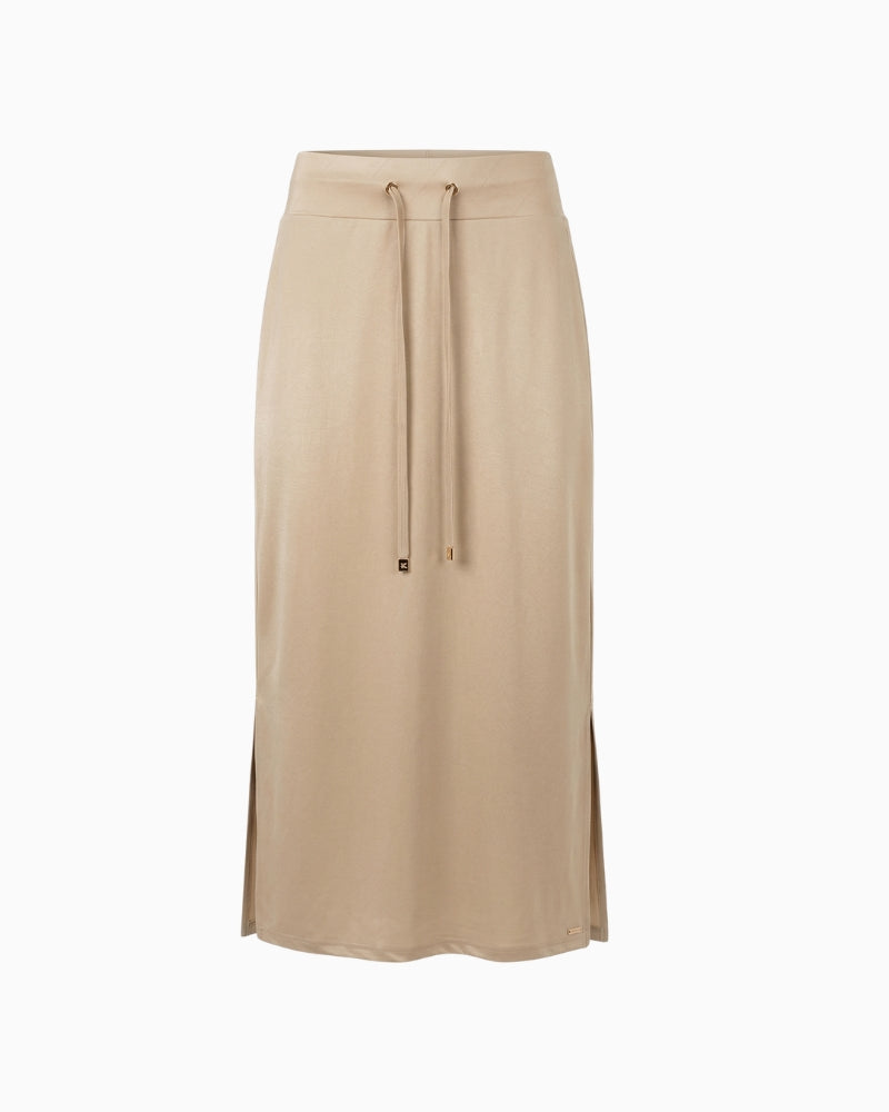 Kimara Nina Lurex Midi Skirt in Champagne front view