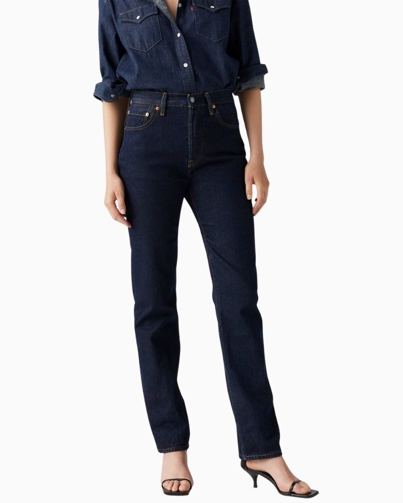 Levi’s 501 Original Jeans in classic blue cotton denim with button fly and straight leg