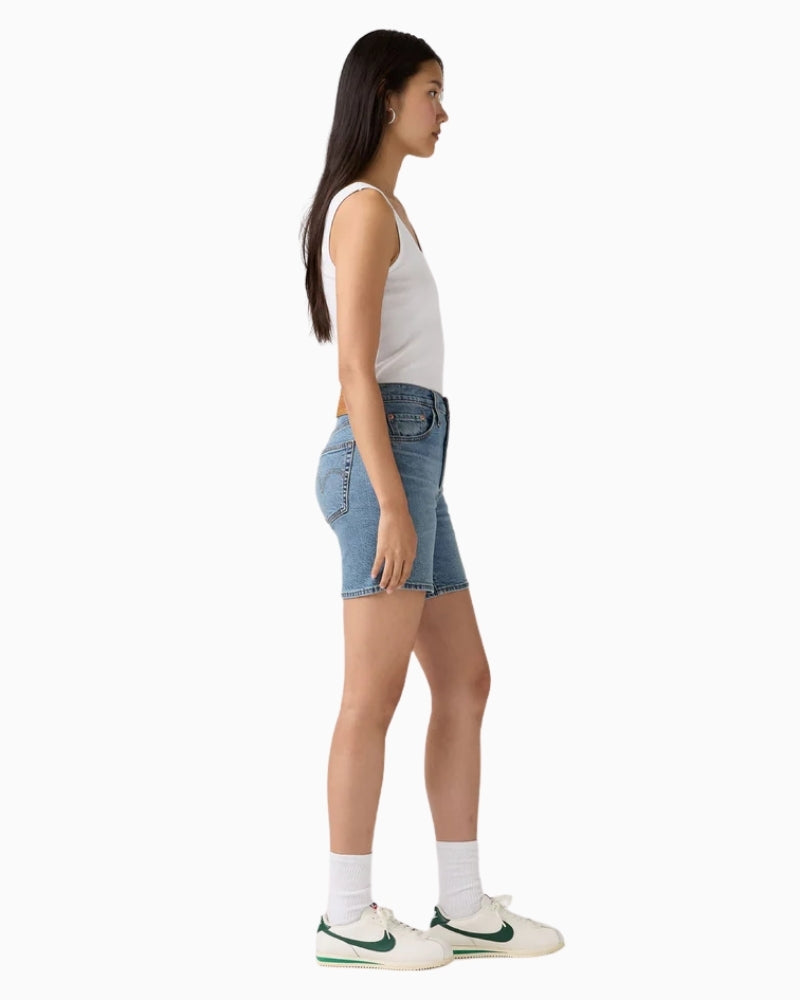 Levi’s 501 mid-thigh shorts, side view showing length – Áines Boutique