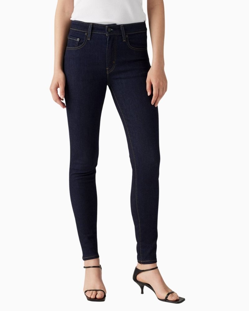 Levi’s 721 high rise skinny jeans in blue stretch denim with zip fly and 5-pocket design