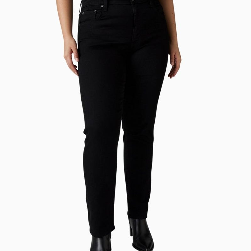 Levi’s 724 high-rise straight jeans in dark stretch denim with zip fly and 5-pocket design