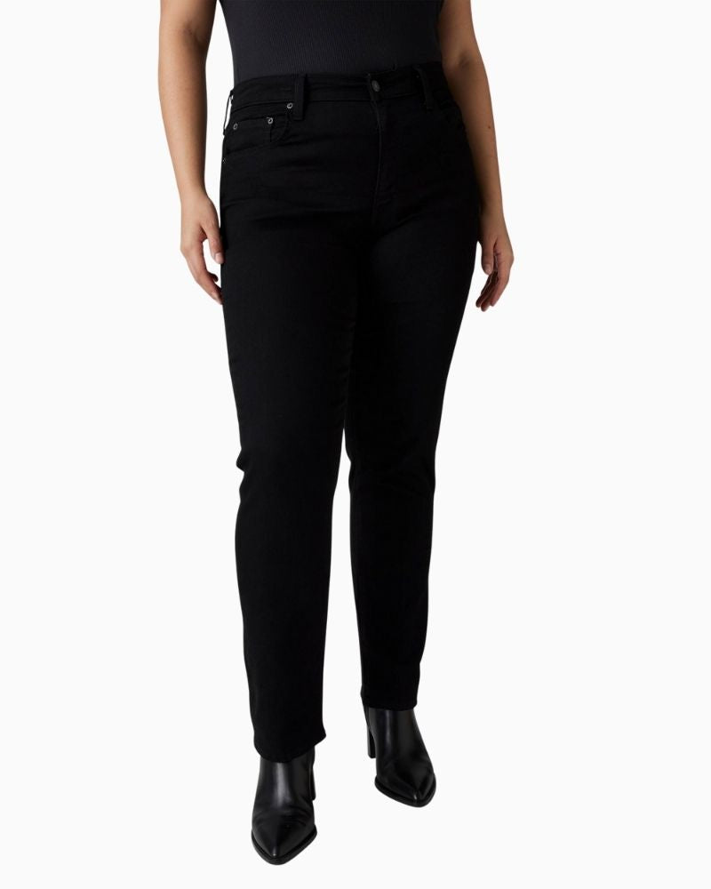 Levi’s 724 high-rise straight jeans in dark stretch denim with zip fly and 5-pocket design