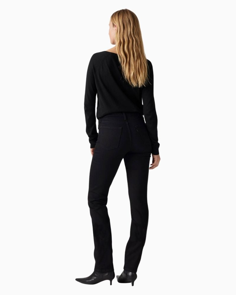 Back view of Levi’s 724 jeans showing slim fit through thigh and straight leg silhouette
