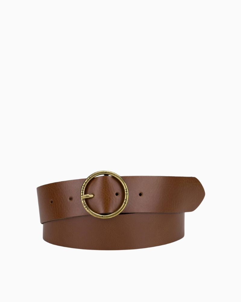 Levi’s Athena Belt in tan leather with ring buckle and wide 37mm strap