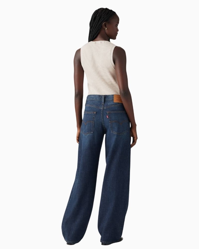 Back view of Levi’s loose-fit jeans showing relaxed shape and breathable linen blend