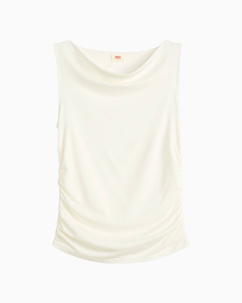 Levi’s sleeveless cowl neck top in soft jersey fabric with ruched neckline and slim fit