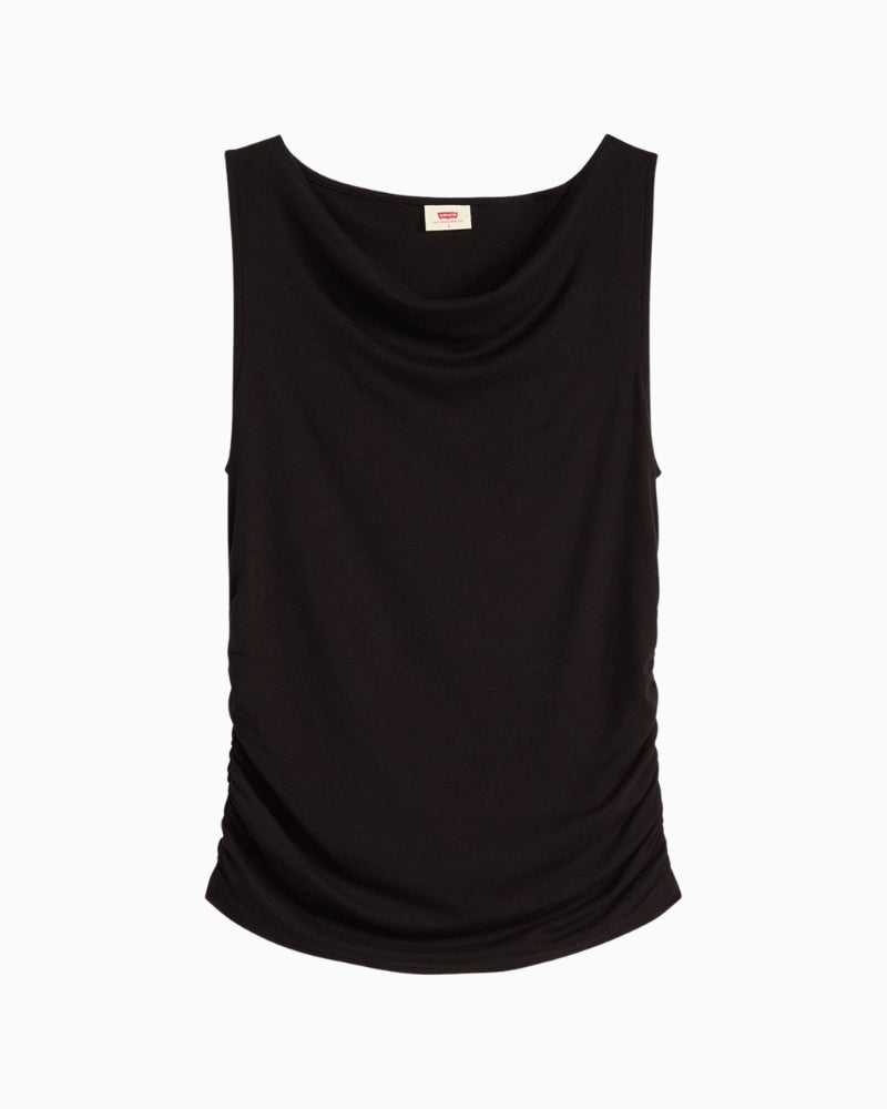 Levi’s Clea sleeveless cowl top in soft black jersey with slim fit