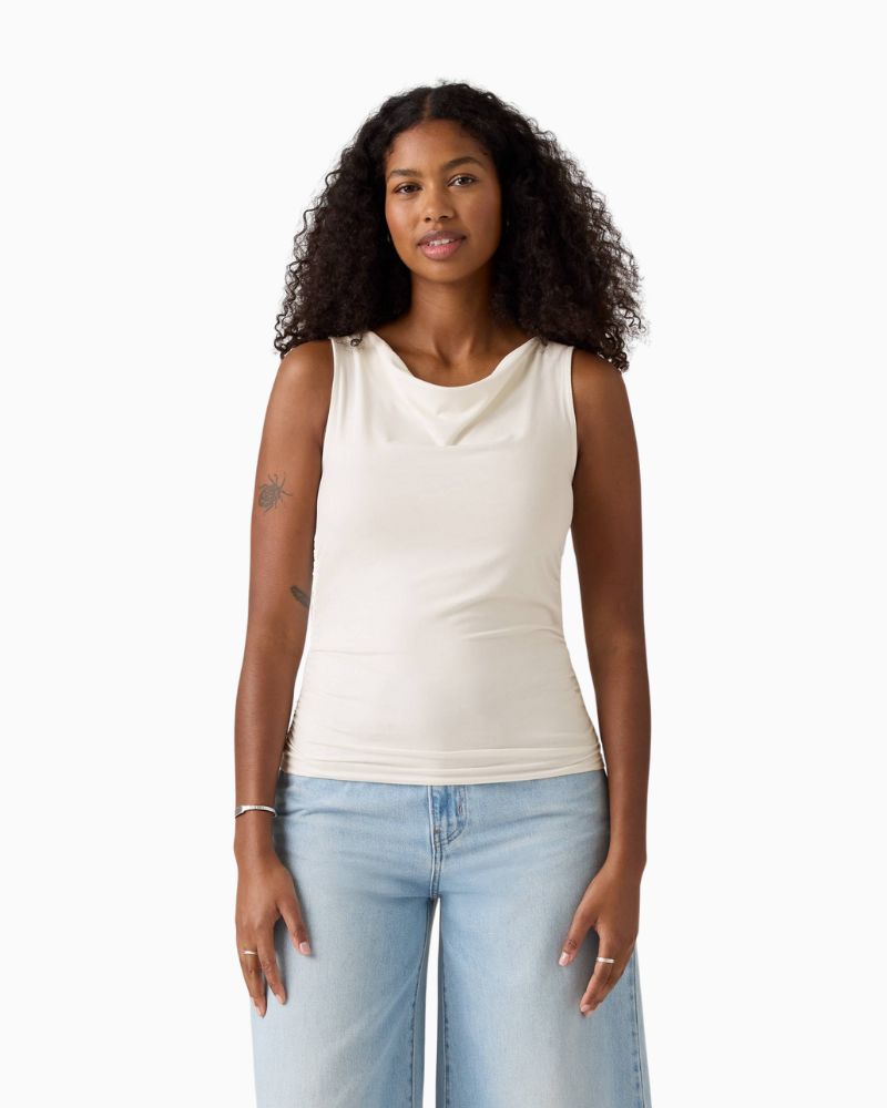 Levi’s sleeveless cowl neck top in soft jersey fabric with ruched neckline and slim fit