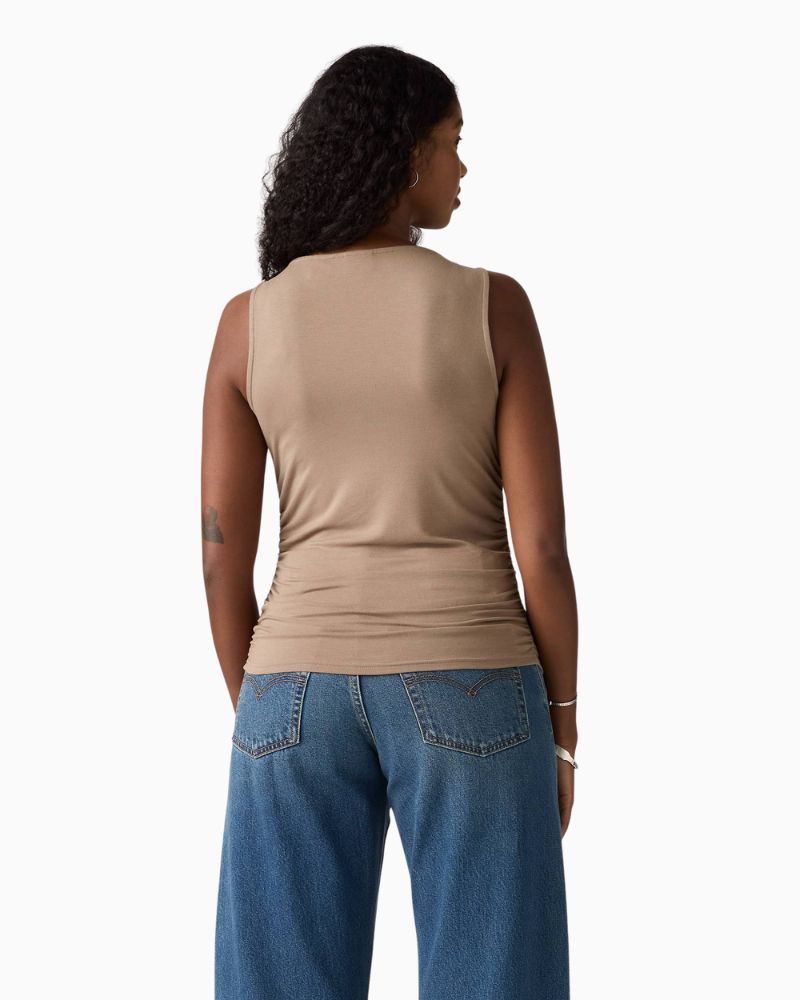 Back of Levi’s Clea sleeveless top with soft cowl neckline in stretch ECOVERO jersey