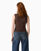 Back of Levi’s Crystal sleeveless ruched top in stretch jersey with slim fit and soft ECOVERO™ viscose