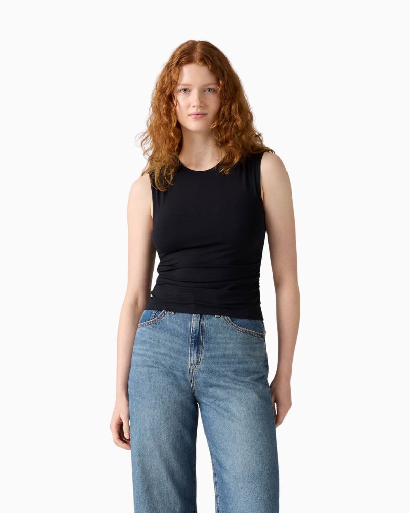 Levi’s Crystal Ruched Top in soft stretch jersey with slim fit and short sleeves