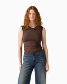 Levi’s Crystal sleeveless ruched top in stretch jersey with slim fit and soft ECOVERO™ viscose
