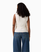 Bacck of Levi’s Crystal short sleeve ruched jersey top in stretch viscose with slim fit