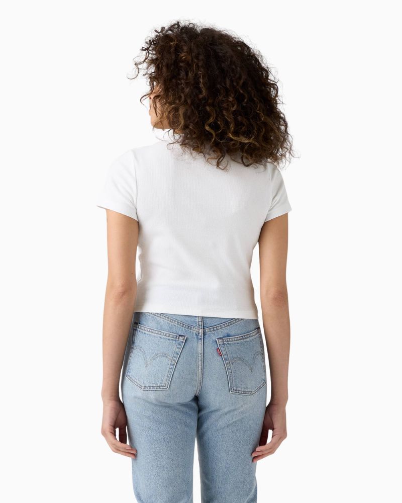 Back of Levi’s Essential Sporty Tee with ribbed texture, slim fit, and embroidered logo