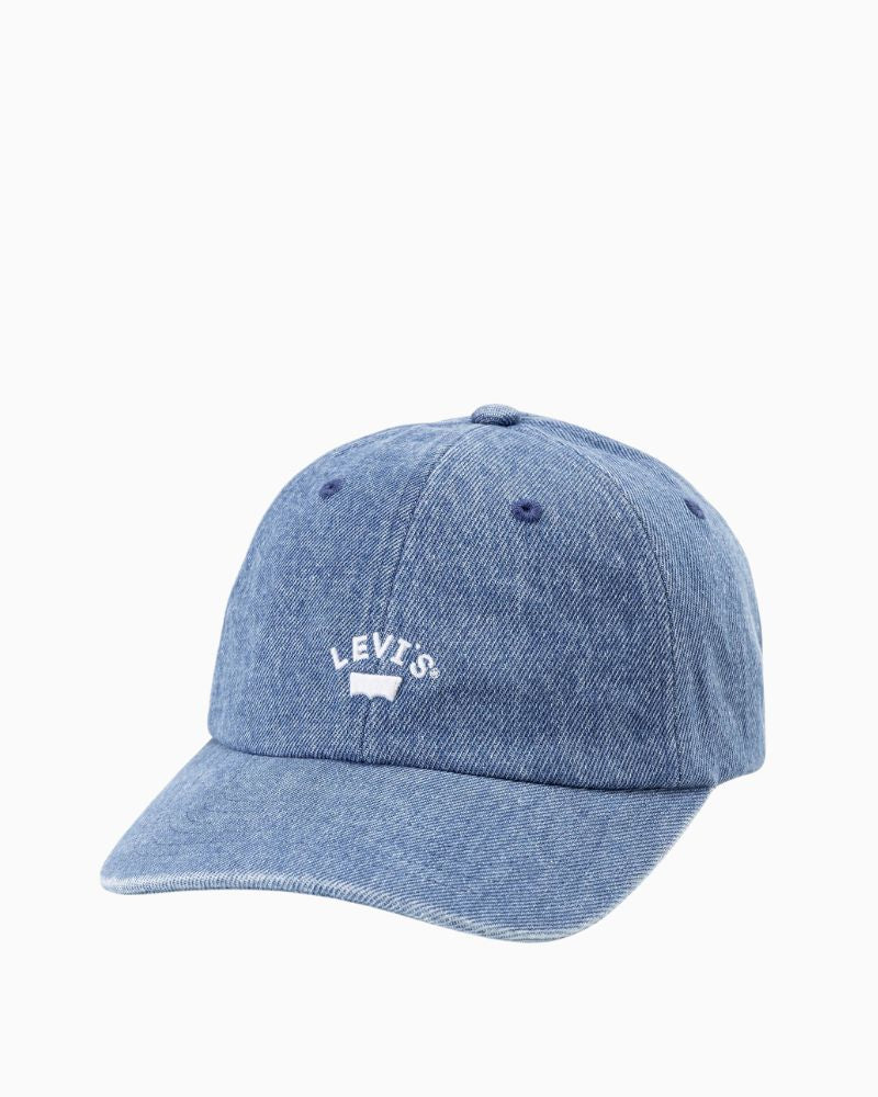 Front view of Levi’s adjustable cotton cap showing metal buckle strap