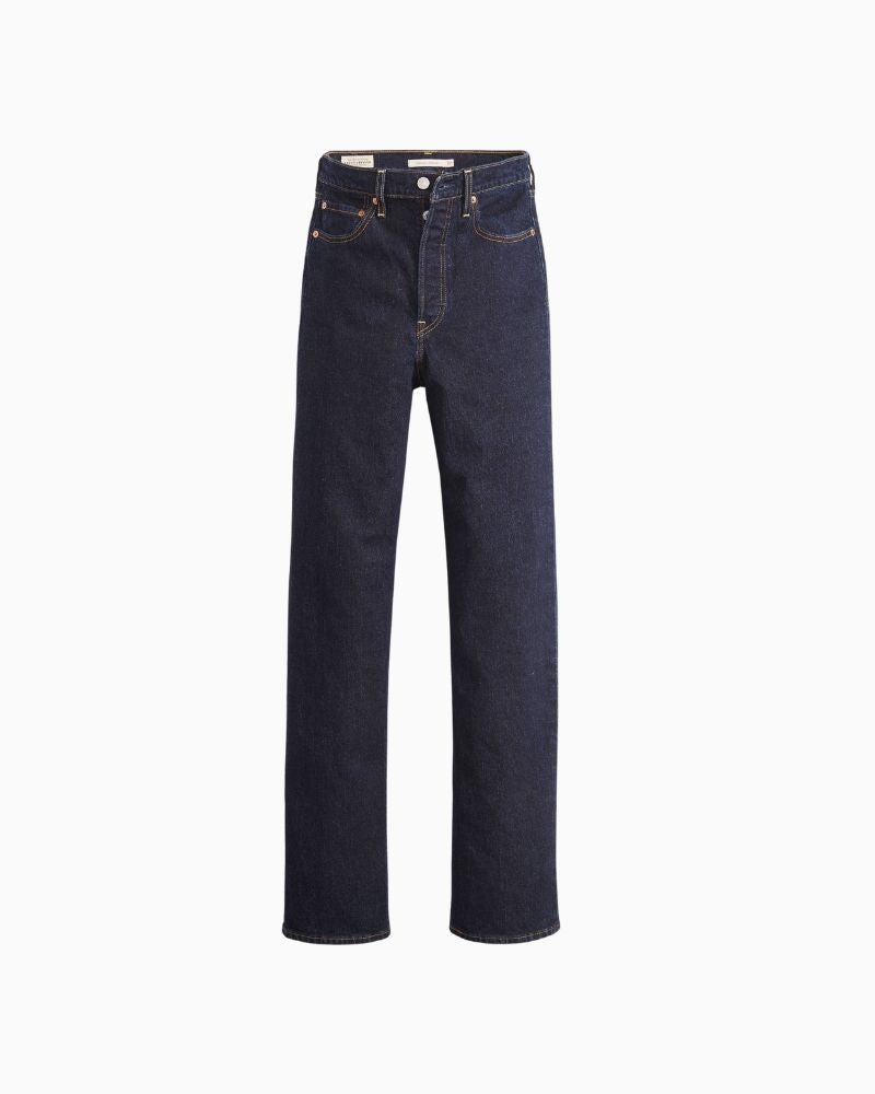 Levi’s Ribcage full-length straight leg jeans in high-rise stretch denim with button fly