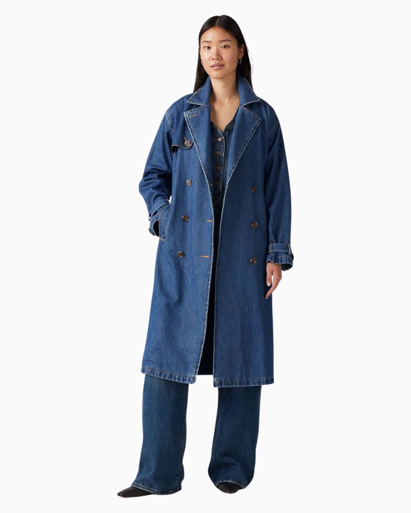 Levi’s Spade Trench Coat in beige cotton with longline fit and waist belt