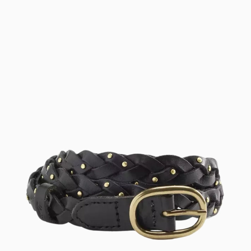 Levi’s Taylor braided belt in black, front view showing woven texture – Áines Boutique