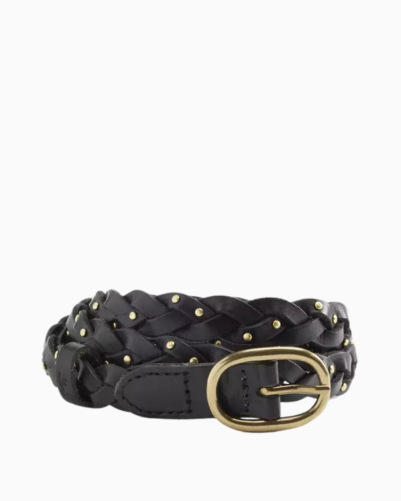 Levi’s Taylor braided belt in black, front view showing woven texture – Áines Boutique
