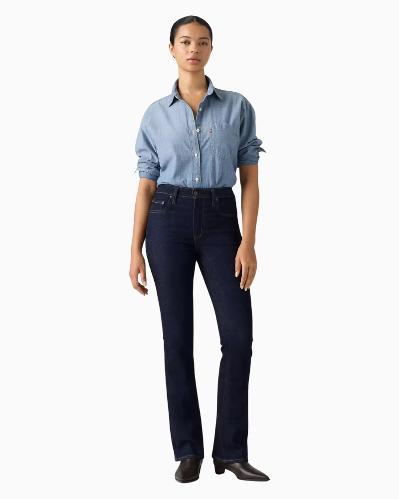 Levi's 725 High Rise Bootcut Jeans in Dark Denim styled view
