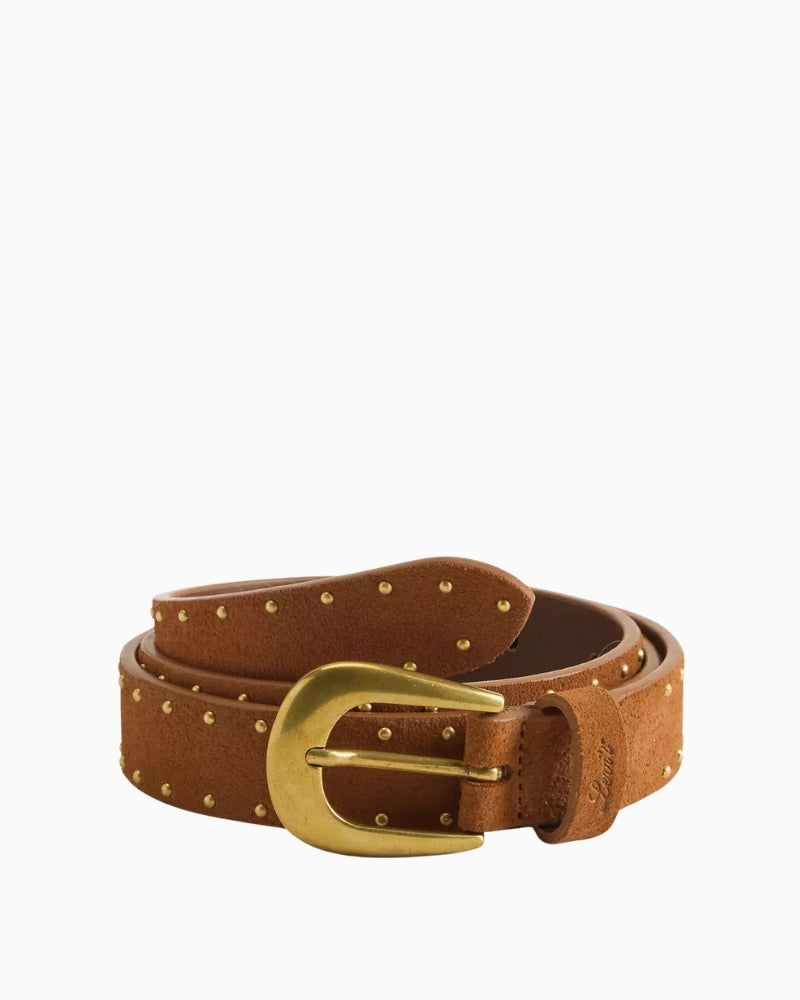 Levi's Bella Studded Belt in Brown rolled view